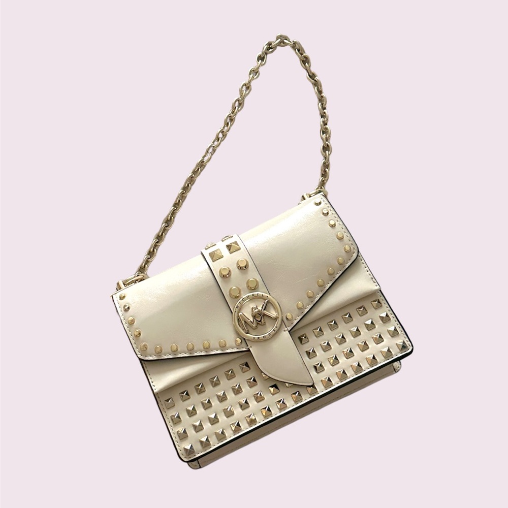 MK Greenwich Studded Small Saffiano Leather Crossbody Bag